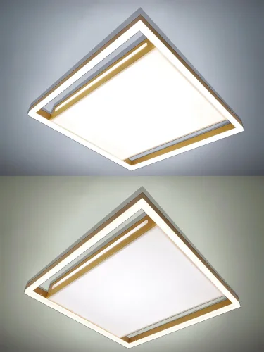 Люстра потолочная с пультом LED LAMPS 81307 Natali Kovaltseva золотая на 1 лампу, основание золотое в стиле хай-тек с пультом квадраты фото 7